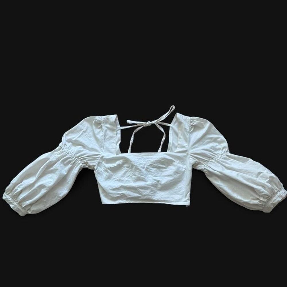 Urban Outfitters White Milkmaid Puff Sleeve Crop Top – Size M